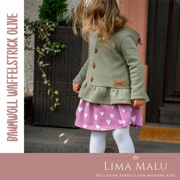 Lima Malu Lederlabel.de lejoni waffelstrick heart pink mädchenstoff designjersey geliebt kinderstoff herzchenstoff pink