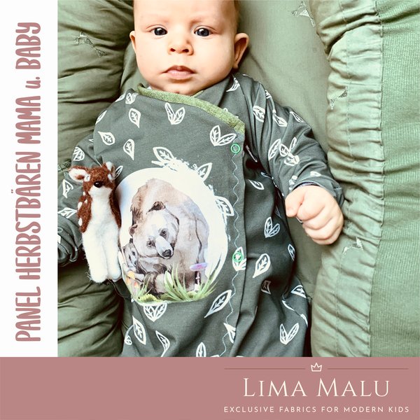 Lima Malu Miss Mamma Emma näht Lederlabel.de Panel Herbstbären Mama und Baby Oliv Designjersey Jersey Kinderstoffe Herbststoffe
