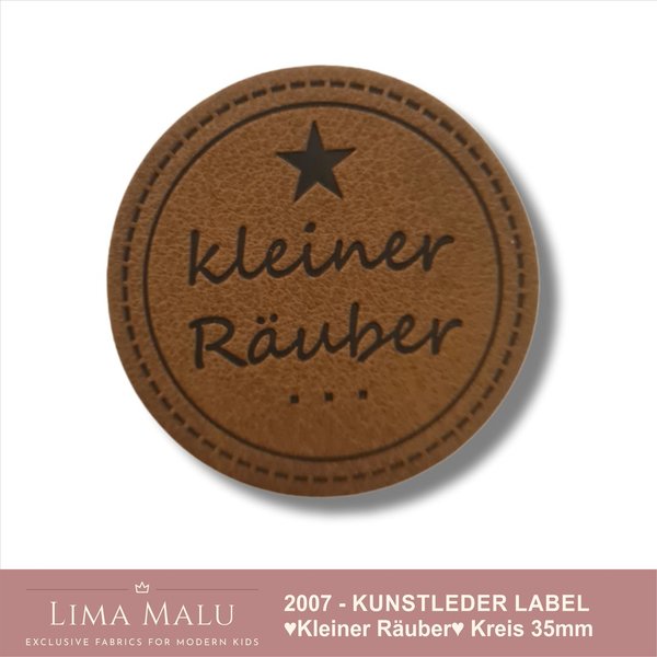 KUNSTLEDER LABEL ♥ KLEINER RÄUBER ♥ Kreis 35mm